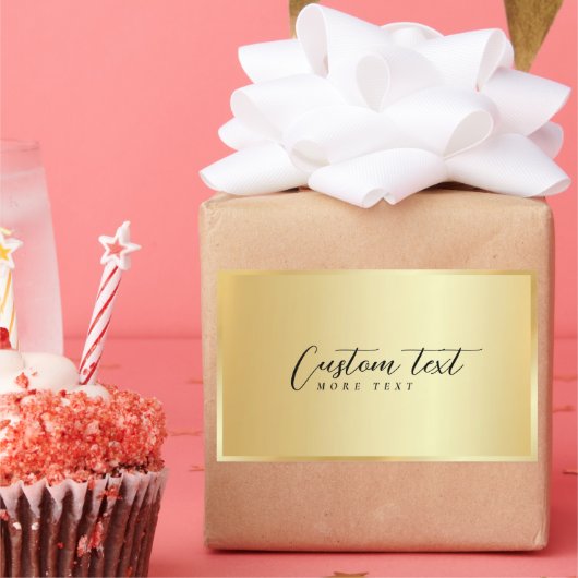 Your Custom Text Elegant Typography Gold Template Rechteckiger Aufkleber (Party)