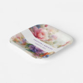 Your Custom Text Elegant Watercolor Flowers Art Pappteller (Gewinkelt)
