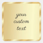Your Custom Text Gold Template Typography Script Quadratischer Aufkleber (Vorderseite)