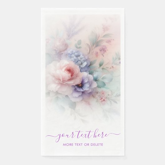Your Custom Text Hand Script Aquarell Flowers Serviette (Vorderseite)