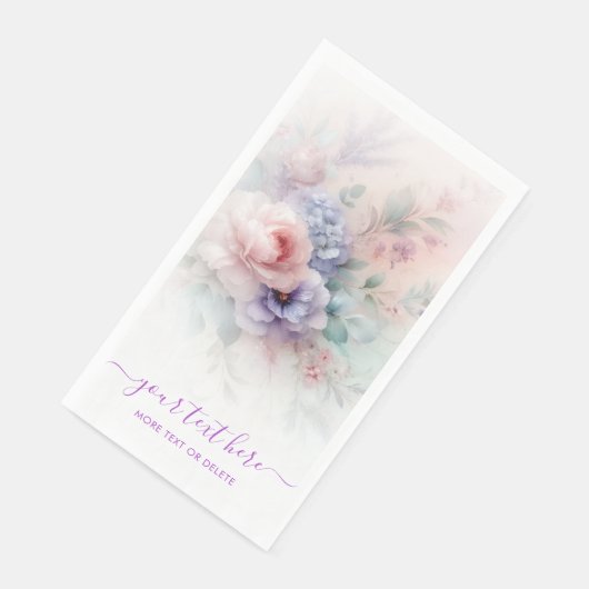 Your Custom Text Hand Script Aquarell Flowers Serviette (Ecke)