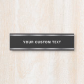 Your Custom Text Modern Black & Silver Template Türschild (Vorderseite )