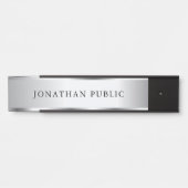Your Custom Text Name Template Black & Silver Türschild (Vorderseite )