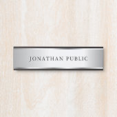 Your Custom Text Name Template Black & Silver Türschild (Vorderseite )