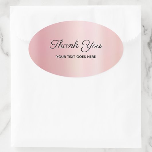 Your Custom Text Thank You Elegant Glam Rose Gold Ovaler Aufkleber (Tasche)