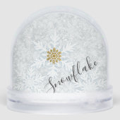 Your Design ers Gift, Golden Snowflake Snow Globe Schneekugeln (Rückseite)