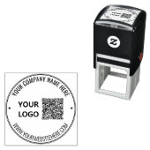 Your Design QR Code and Logo Round Stamp Template Permastempel (Beispiel)
