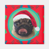 Your Dog Photo-Add Our Santa Hat-Holiday Green Red Magnet (Vorne)