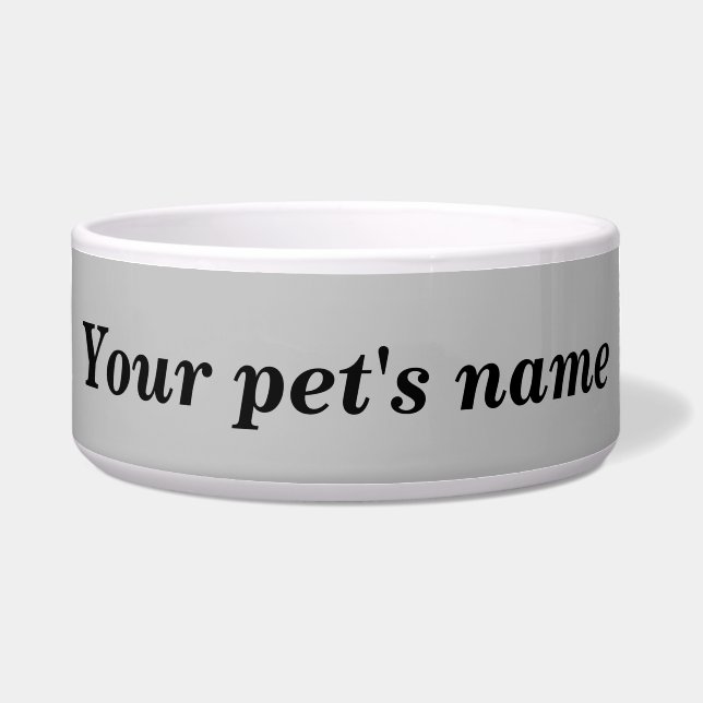 Your Dog’s Name With Gray Background on Pet Bowl Napf (Vorderseite)