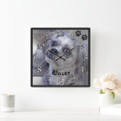 Your Doggy PHOTO and NAME Personalized Clock Quadratische Wanduhr (Zuhause)