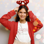 Your Family Christmas Modern Script Family Name T-Shirt<br><div class="desc">Modern, minimalist Christmas calligraphy design with your family name for those matching family photos! Simple yet classic stylish in red and green, this cute shirt makes for festive family flair! Rock the holidays in our personalized t-shirt with modern script. Unwrap the joy! 🎄👨👩👧👦 #ChristmasStyle #FamilyLove #FestiveFamily</div>