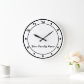 Your Family Name on White Round Wall Clock Große Wanduhr (Zuhause)