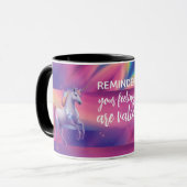 Your Feelings Are Valid Rainbow Tie Dye Unicorn Tasse (Vorderseite Links)