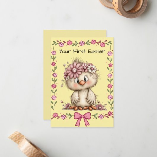 Your First Easter Flat Note Card Mitteilungskarte (Vorderseite/Rückseite Beispiel)