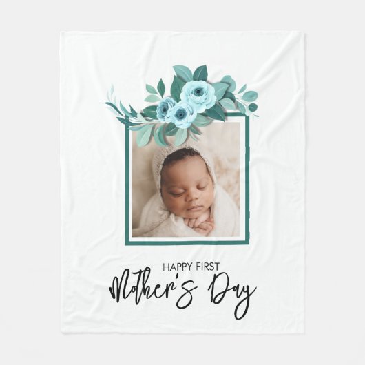 Your First Mother's Day Rose Greenery Photo Fleecedecke (Vorderseite)