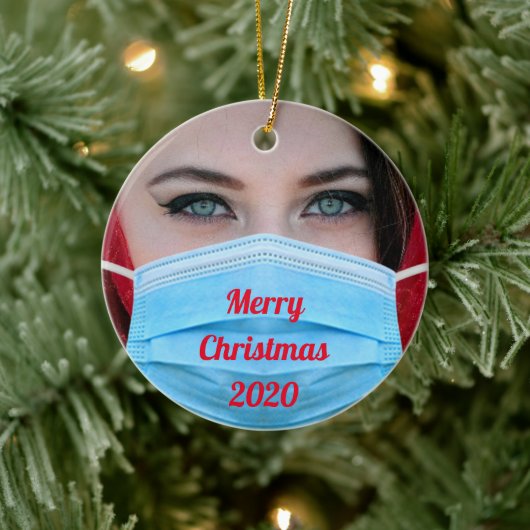 YOUR FOTO 2020 Face Mask Personalisiert Keramik Ornament (Baum)