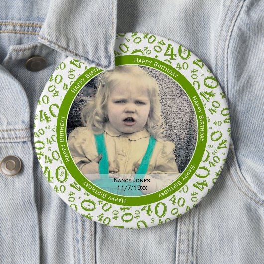 Your Foto: 40th Random Number Pattern Green/White Button (Beispiel)