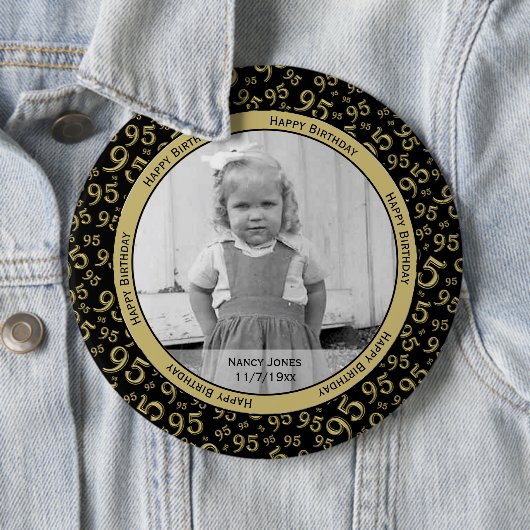 Your Foto: 95th Random Number Pattern Black/Gold Button (Beispiel)