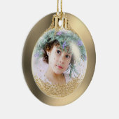Your Foto into Golden Christmas Ball Custom Keramik Ornament (Rechts)