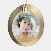 Your Foto into Golden Christmas Ball Custom Keramik Ornament (Links)