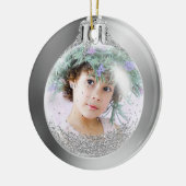 Your Foto into Silver Christmas Ball Custom Keramik Ornament (Links)