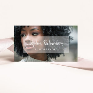 Your Foto with Modern Handwritten Script Overlay Visitenkarte