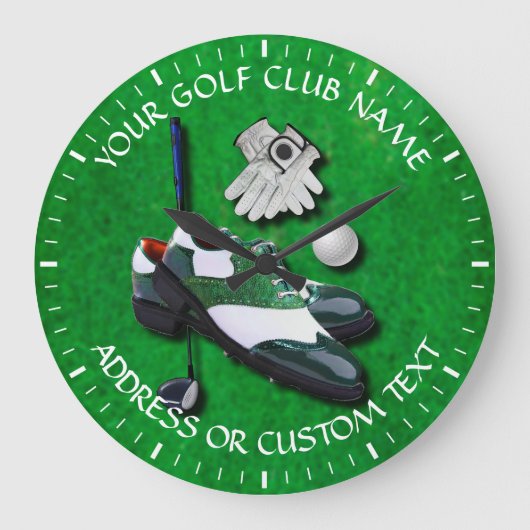 Your Golfer Golf Club Name Golf Club Owner Große Wanduhr (Vorderseite)