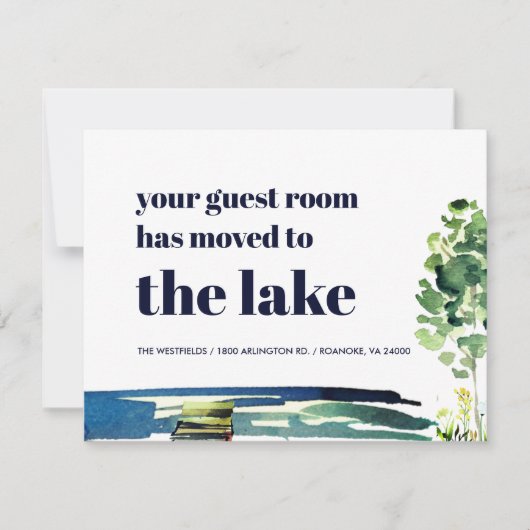Your Guest Room Has Moved to the Lake New Home Ankündigung (Vorderseite)