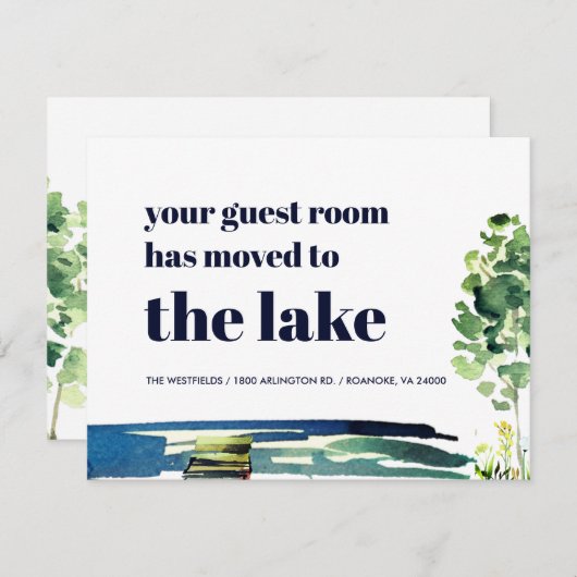 Your Guest Room Has Moved to the Lake New Home Ankündigung (Vorne/Hinten)