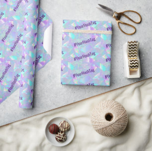 #Your Hashtag, Aquamarines und Lila Iridesdesign Geschenkpapier
