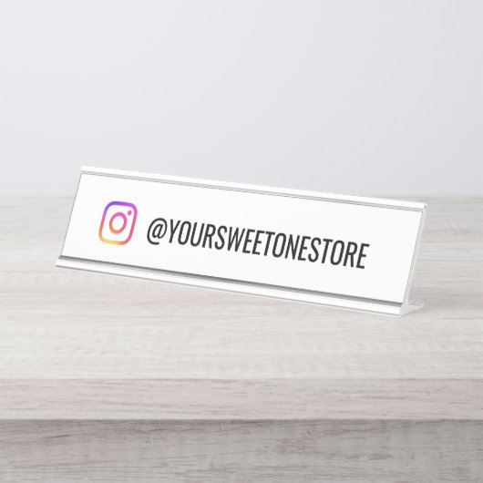 Your Instagram Name & Social Media Icon  Schreibtischnamensplakette (Vorderseite )