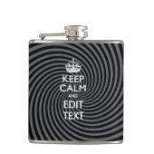 Your Keep Calm Text on Black Swirl Flachmann (Vorderseite)