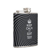 Your Keep Calm Text on Black Swirl Flachmann (Rechts)