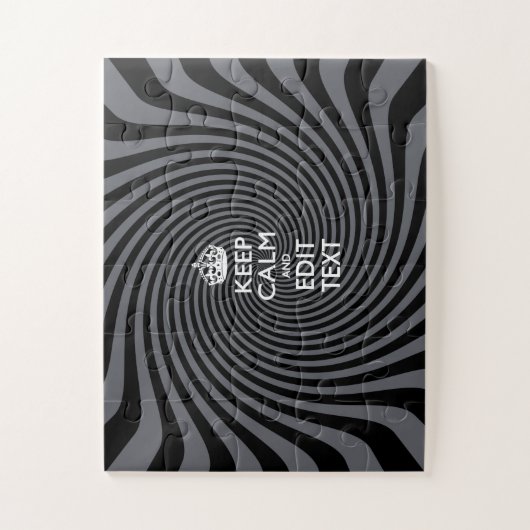 Your Keep Calm Text on Black Swirl Puzzle (Vertikal)