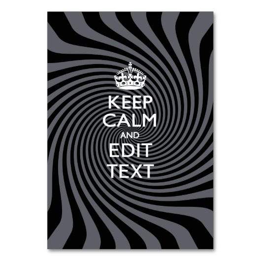 Your Keep Calm Text on Black Swirl Tischnummer (Vorderseite)