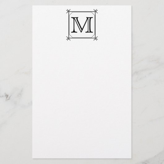Your Letter. Custom Monogram. Black and White Briefpapier (Vorderseite)