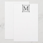 Your Letter. Custom Monogram. Black and White Briefpapier (Vorne/Hinten)
