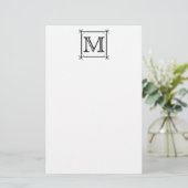 Your Letter. Custom Monogram. Black and White Briefpapier (Stehend Vorderseite)