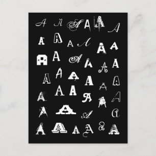 Your Letter. Custom Monograms. Black and white. Postkarte