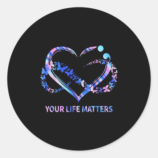 Your Life S Suicide Awareness Butterflies Heart Runder Aufkleber (Vorderseite)