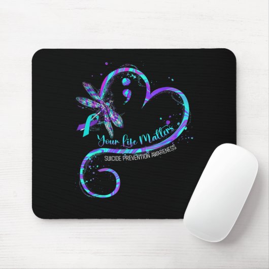 Your Life S Suicide Prevention Awareness Dragonfly Mousepad (Mit Mouse)