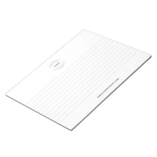 Your Logo and website lined Business promo Custom Notizblock (angewinkelt)