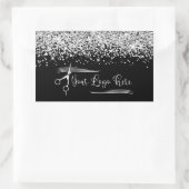 Your Logo Black and Silver Glitter Glam Rechteckiger Aufkleber (Tasche)