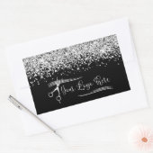 Your Logo Black and Silver Glitter Glam Rechteckiger Aufkleber (Umschlag)