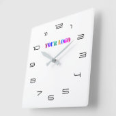 Your Logo Business Office Personalized Number Font Quadratische Wanduhr (Winkel)