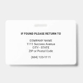 Your Logo Custom Business Marketing Employee Ausweis (Rückseite)