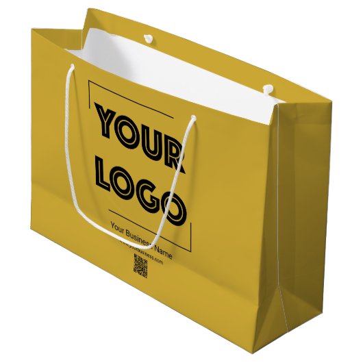 Your Logo Custom Business Marketing Gold Große Geschenktüte (Vorderseite Schrägansicht)