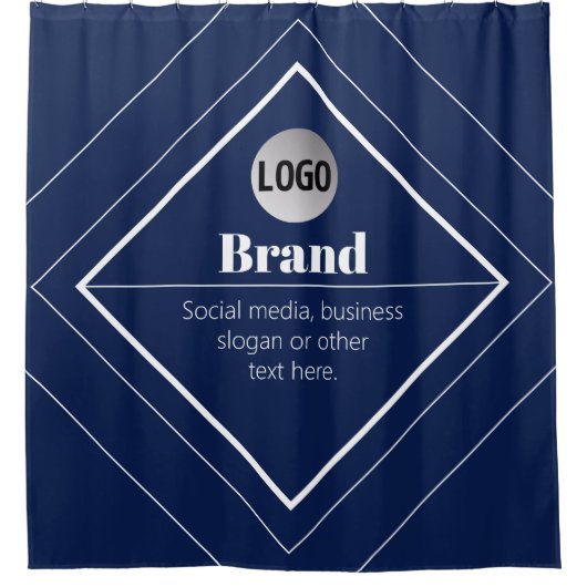 Your Logo & Customizable Modern Design | Navy Blue Duschvorhang (Vorderseite)