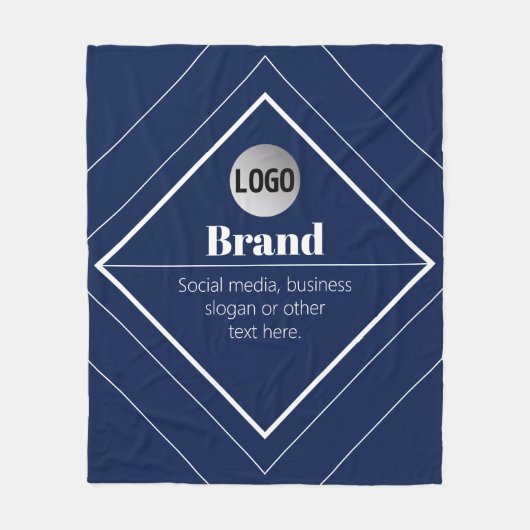 Your Logo & Customizable Modern Design | Navy Blue Fleecedecke (Vorderseite)