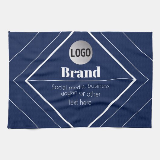Your Logo & Customizable Modern Design | Navy Blue Geschirrtuch (Horizontal)